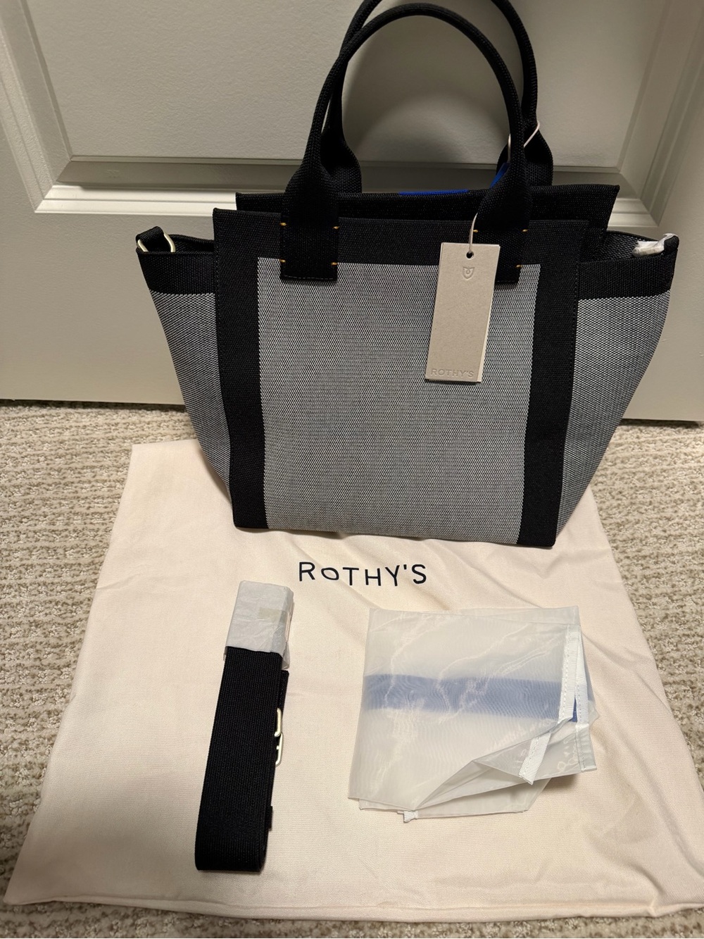 Rothy's Gray & Black Structured Canvas Crossbody Tote
